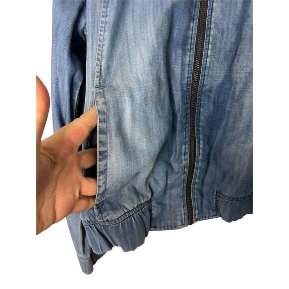 Cloth & Stone Women's Bomber Jacket Blue Zip Front Size L Pockets - Picture 4 of 8